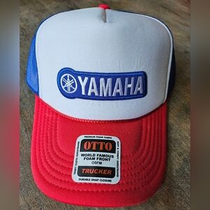 NWT Yamaha Red White and Blue Trucker Hat Classic Mesh Design